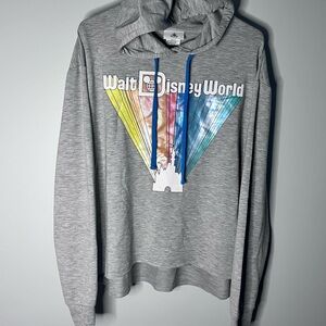 Disneyland Gray Pullover Hoodie Sweatshirt Rainbow Castle Lightweight  Xl